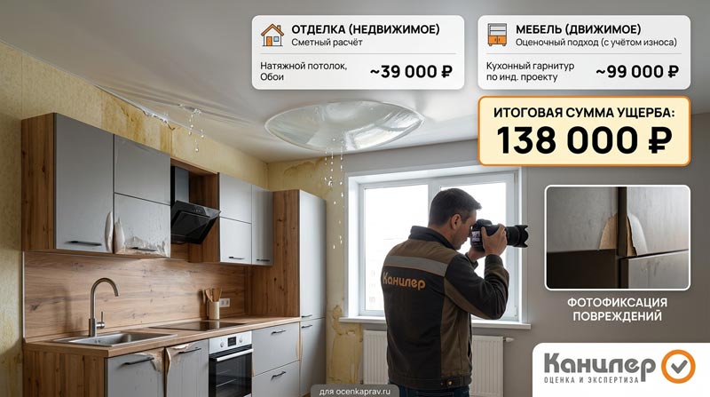осмотр залива квартиры с фотофиксацией: кейс оценочной компании Канцлер